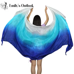 Hand Dyed Silk Veil  For Belly Dancers Gradient Color 250*114cm Bellydance Accessories Shawl Veil Scarf Professional Props Adult