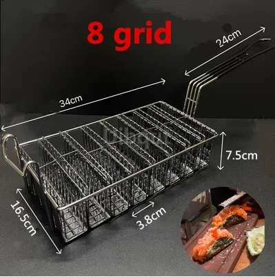 Cocina para cocinar fritos Taco, husillos de maíz, taco, patatas fritas, cesta para freír, colador, 8 moldes, cesta de concha de taco chapada en nicket