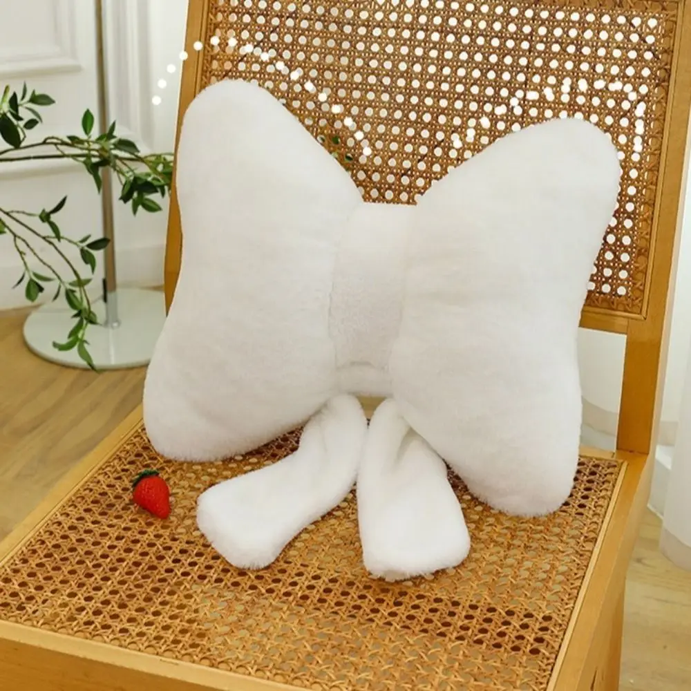 

Comfortable Plush Bow Pillow Cute Waist Support Bow Throw Pillows Soft Solid Color Bowknot Waist Pillows for Car Interior