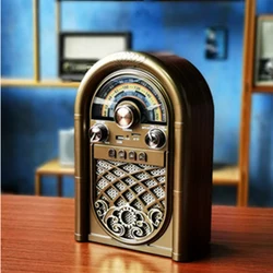 Retro Nostalgic Radio Wireless Bluetooth Speaker Card Audio Desktop FM Medium Wave Short Wave High-end Radio Supports 220V/110V