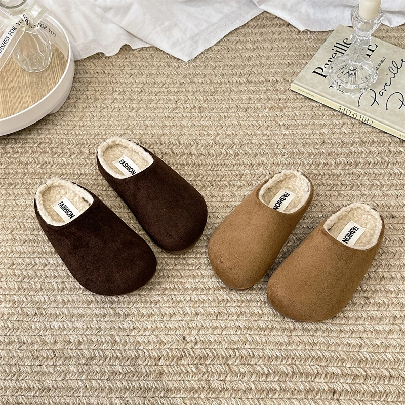 

2025 new flat shoes for girls cotton slippers suede fashionable warm shoes casual winter boots for girls comfortable shoes