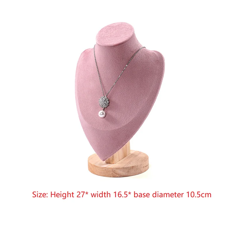 

AA01-2X Jewlery Display Stand Pendant Earrings Necklace Mannequin For Shop Showcase Decor Wooden Base Chain Holder B