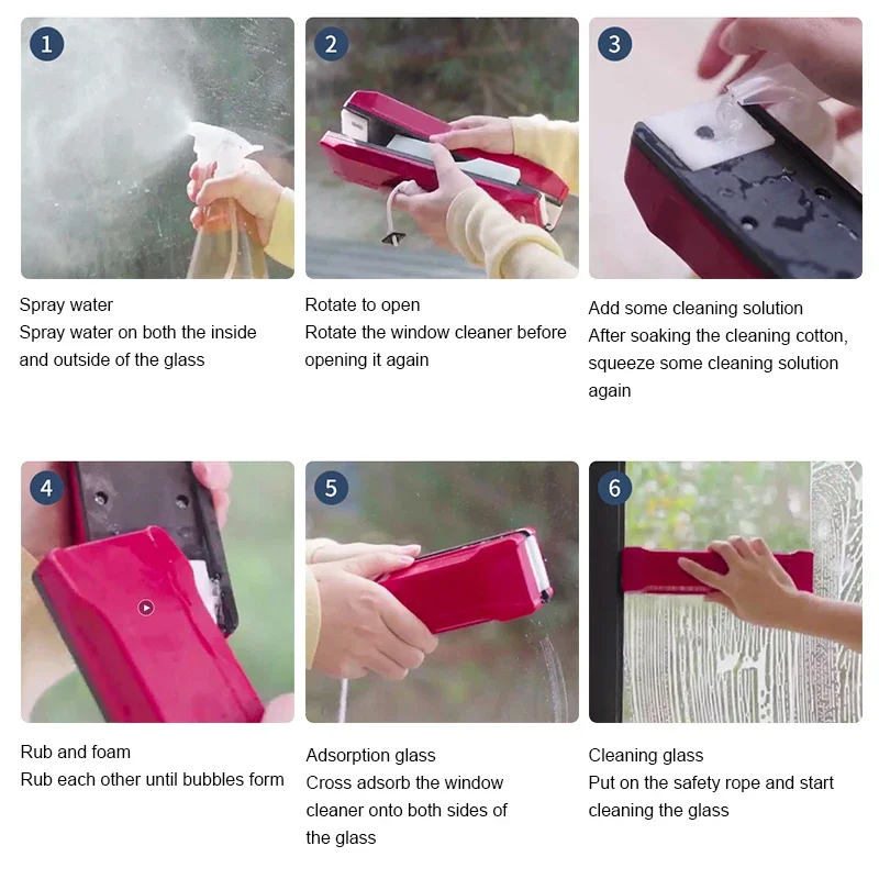 Extended Magnetic Window Cleaner Household Double Layer Glass Cleaner Double-sided Glass Cleaning Tool For High-rise Buildings