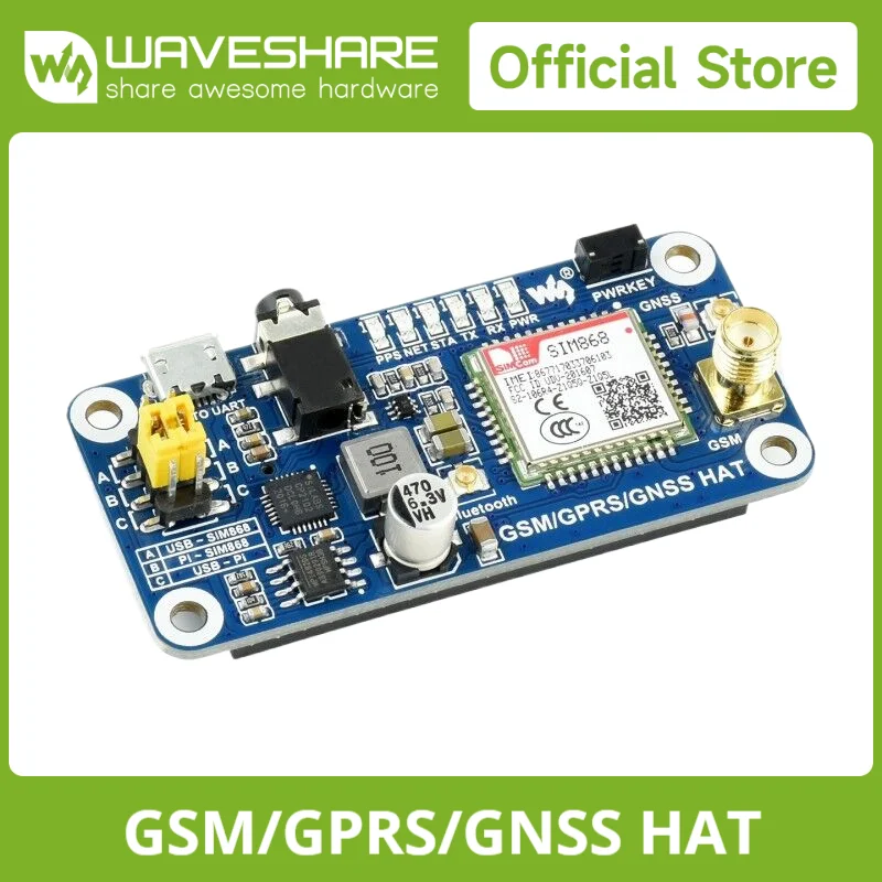 GSM / GPRS / GNSS / Bluetooth HAT для Raspberry Pi Bluetooth 3.0 Поддержка SMS-телефонного звонка GPRS DTMF HTTP FTP MMS электронная память GPS COMPASS