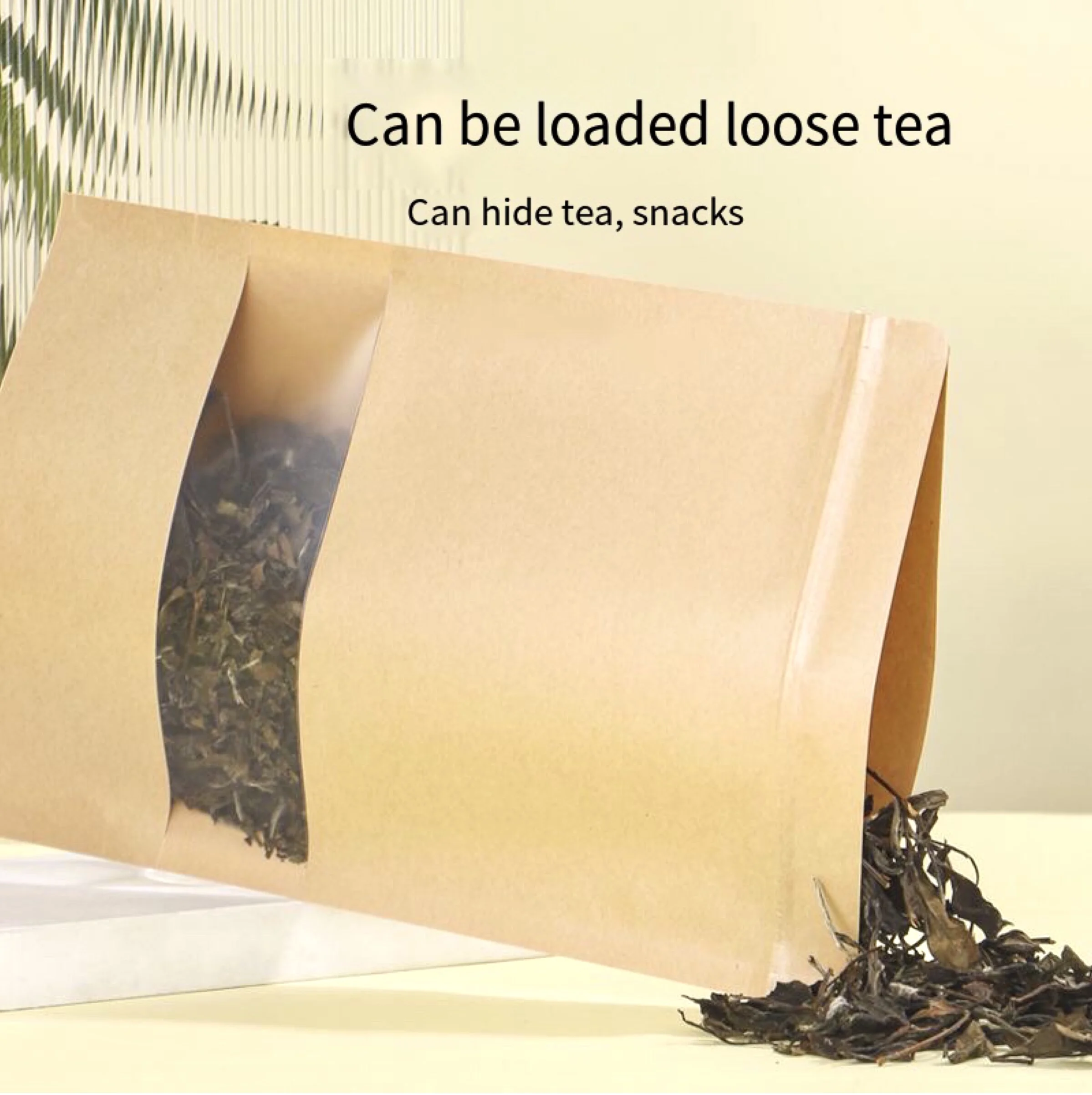 Self-Supporting Kraft Paper Zipper Bag, Window Moisture-Proof Bag, Gift Nut Sugar Tea Deli Baked Food Bag