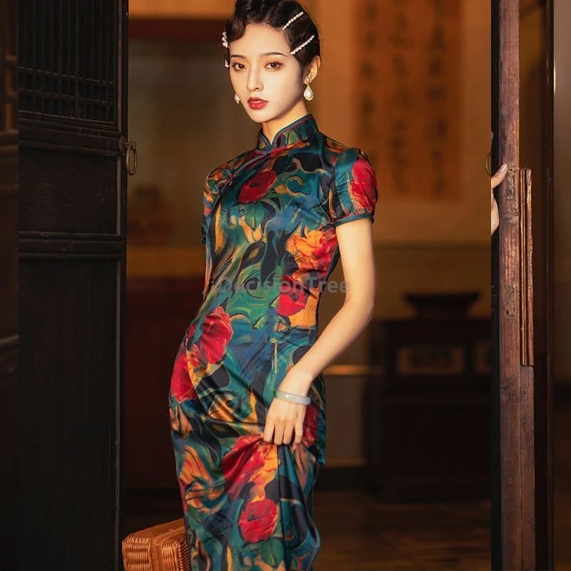 

2026 improved youth temperament vintage traditional qipao old shanghai elegant literature art qipao trendy daily chinese dress