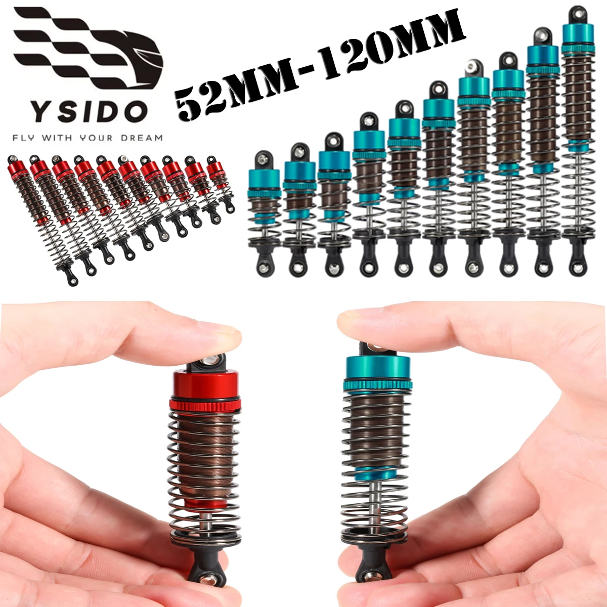 

YSIDO 52 мм-120 мм амортизатор с маслом для 1/10 RC Truggy Buggy On-Road Touring Drift Cars LC Racing Absima Upgrade Parts