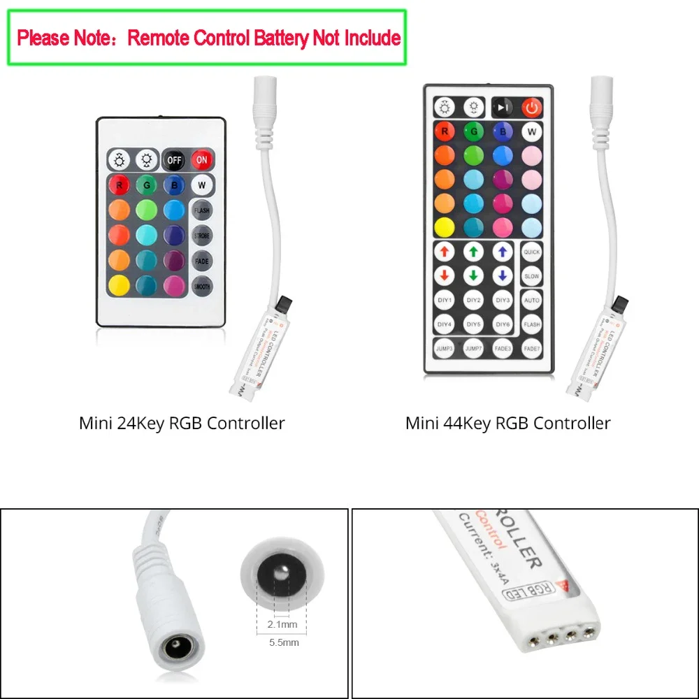 RGB LED 스트립 조명 램프 컨트롤러, 무선 리모컨, SMD 2835 5050, 12V 30/60 LED/M 테이프용