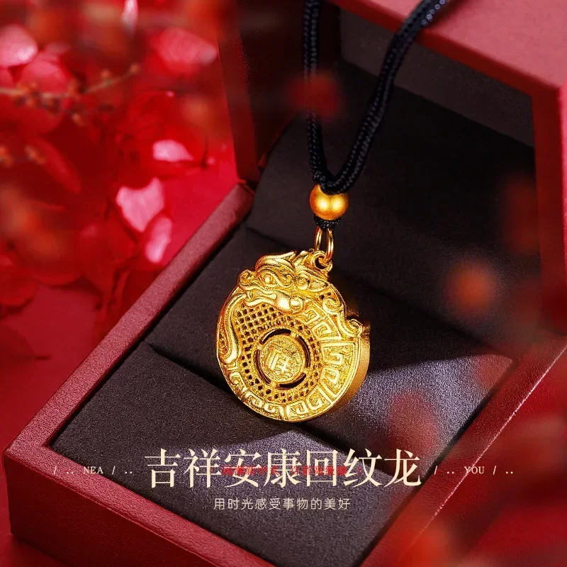 9999 Real Gold 24K Hollow Silk Paper Dragon Pendant Ancient Gold Auspicious Dragon Pendant