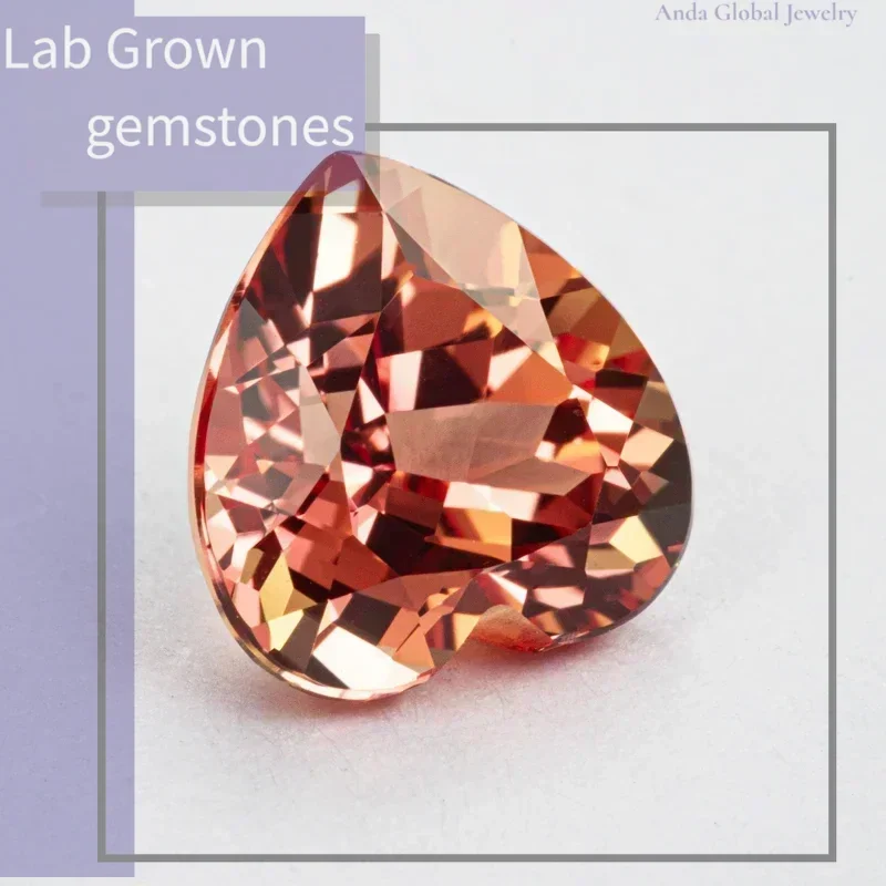 

L-Lab Grown Sapphire Heart Shape Sunset Orange Color Stone For Charms Diy Jewelry Making Earrings Ring Optional Certificate i