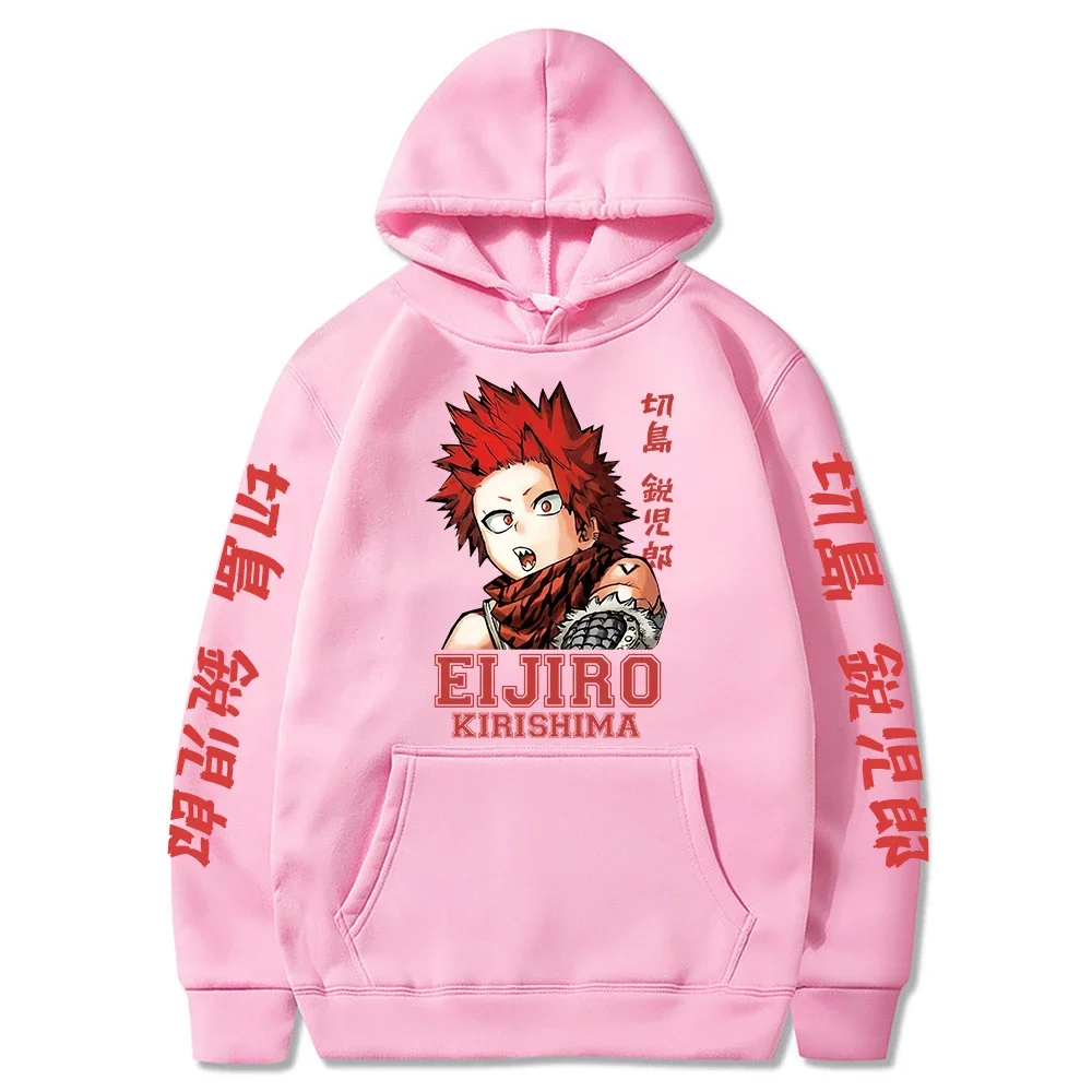 Anime My Hero Academia Hoodies Men Eijiro Kirishima Harajuku Hooded Sweatshirt Y2K Casual Hip Hop Streetwear Pullover Shirt Tops