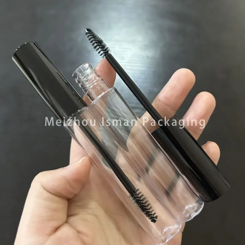 

50Pcs round empty eyelash bottle clear black mascara container cosmetic packaging tube with wands brush 12ml