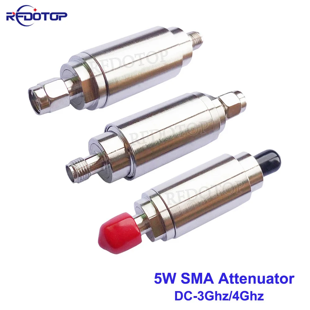 1Pcs 5W SMA Type Attenuator 1/2/3/5/6/10/15/20/25db/30db/40db/50db DC-3Ghz/4Ghz RF Coaxial Power SMA Male to Female Connector