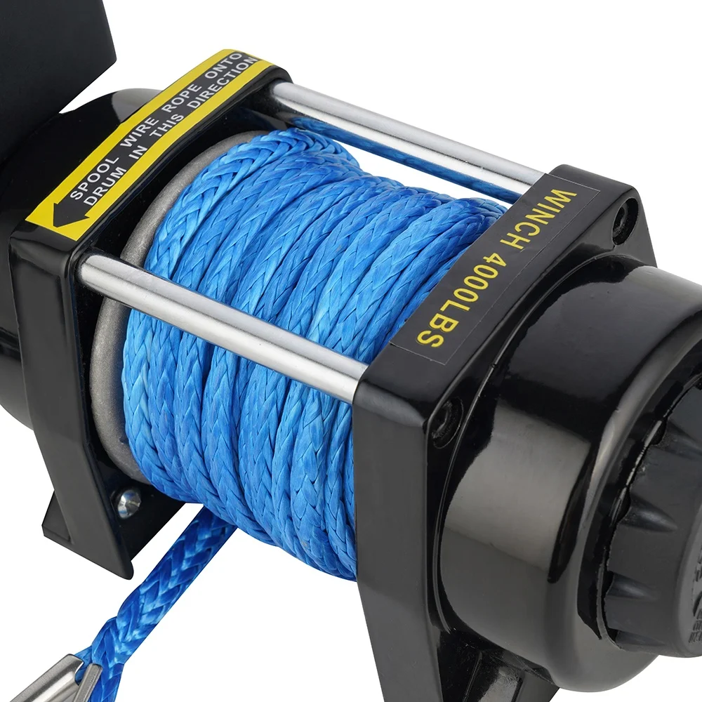 Cabrestante eléctrico con cuerda sintética, 12v, 4000 libras