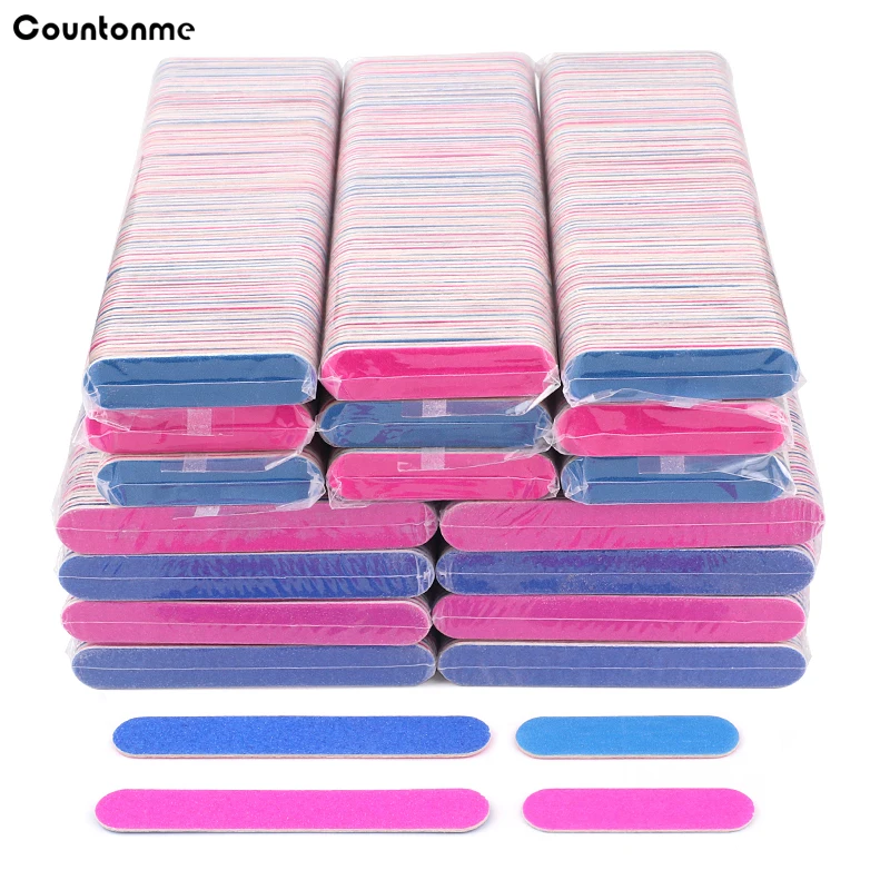 500Pcs Disposable Mini Wooden Sticks Colorful Nail Files Polisher Manicure Tools 180/240 Grit Small Double Sided Wooden Buffer