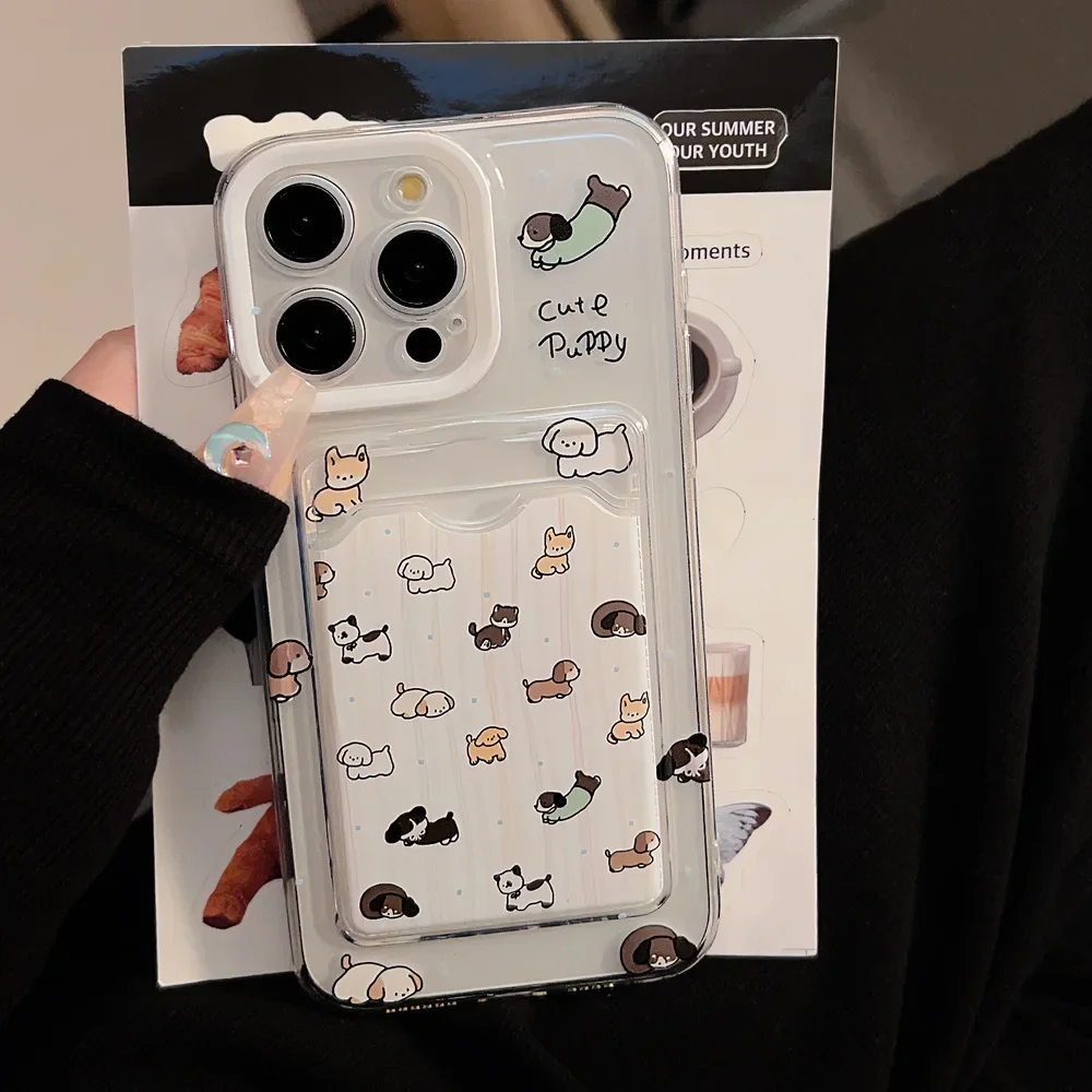 Zabawny szczeniak przedszkole Etui na karty fotograficzne Przezroczyste etui na telefon do iPhone'a 16 15 14 13 12 Pro Max Xr 15 14 Plus Etui Cute Cover
