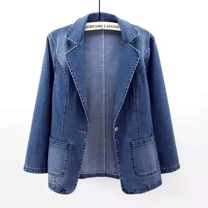 Giacca di jeans da donna Primavera autunno 2024 nuova tasca di moda coreana con bottone singolo capispalla top casual cappotto di jeans slim