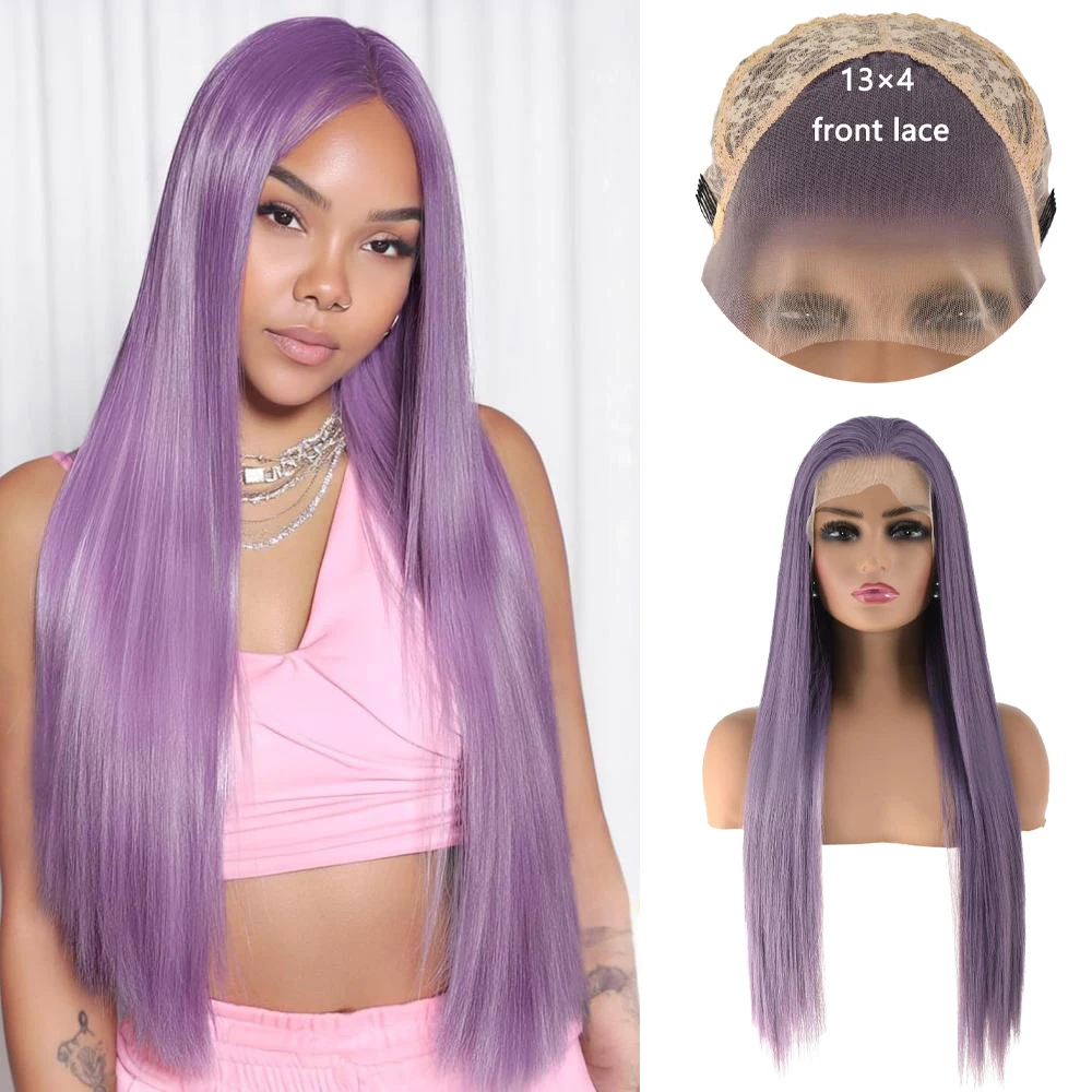 วิกผมสังเคราะห์คุณภาพสูง 13×4HD แบบลูกไม้ด้านหน้า ขนาด 24 นิ้ว ผมตรงธรรมชาติ ความหนาแน่น 180% เหมาะสำหรับผู้หญิง ใช้ได้ทุกวันและงานปาร์ตี้