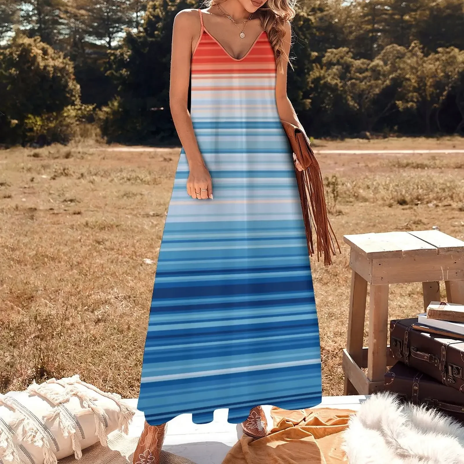 Climate Change Stripes Sleeveless Dress women long dresses ladies dresses for special occasion women's fashion dresses Dress