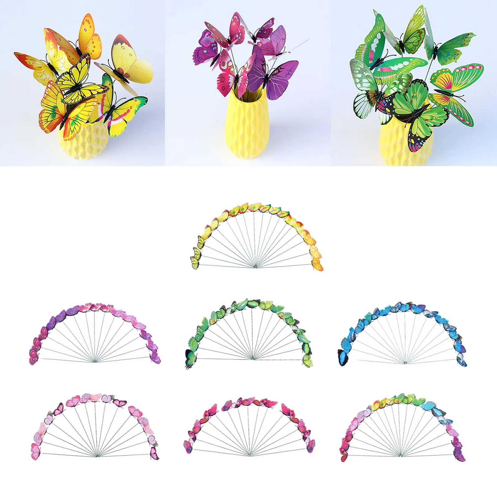 

24x Butterfly Garden Stakes Lawn Ornaments Patio Planter Pathway Backyard