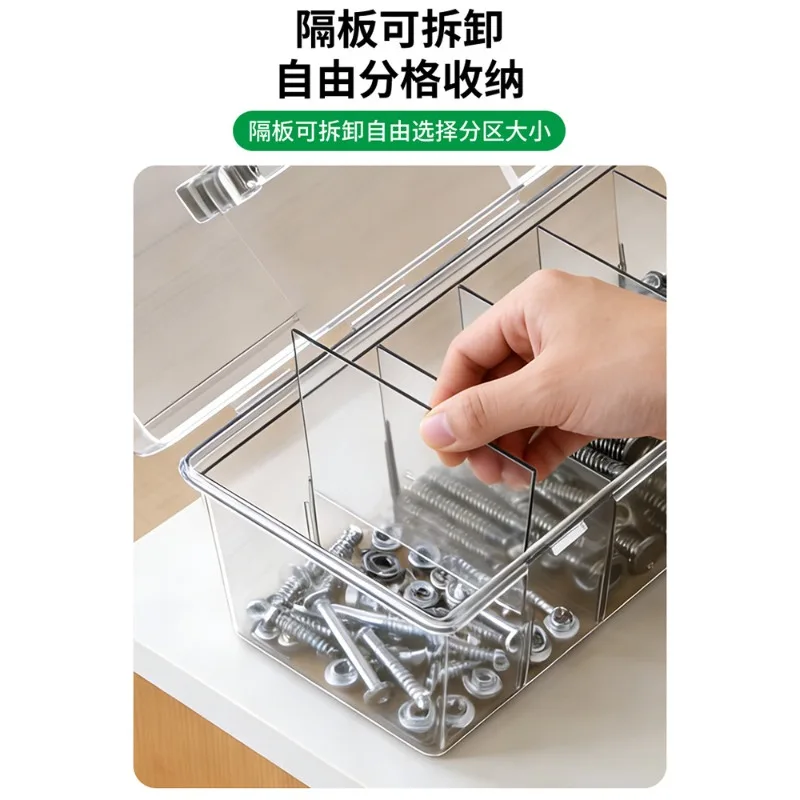 Portable grid parts box, multi-grid transparent screw accessories storage box