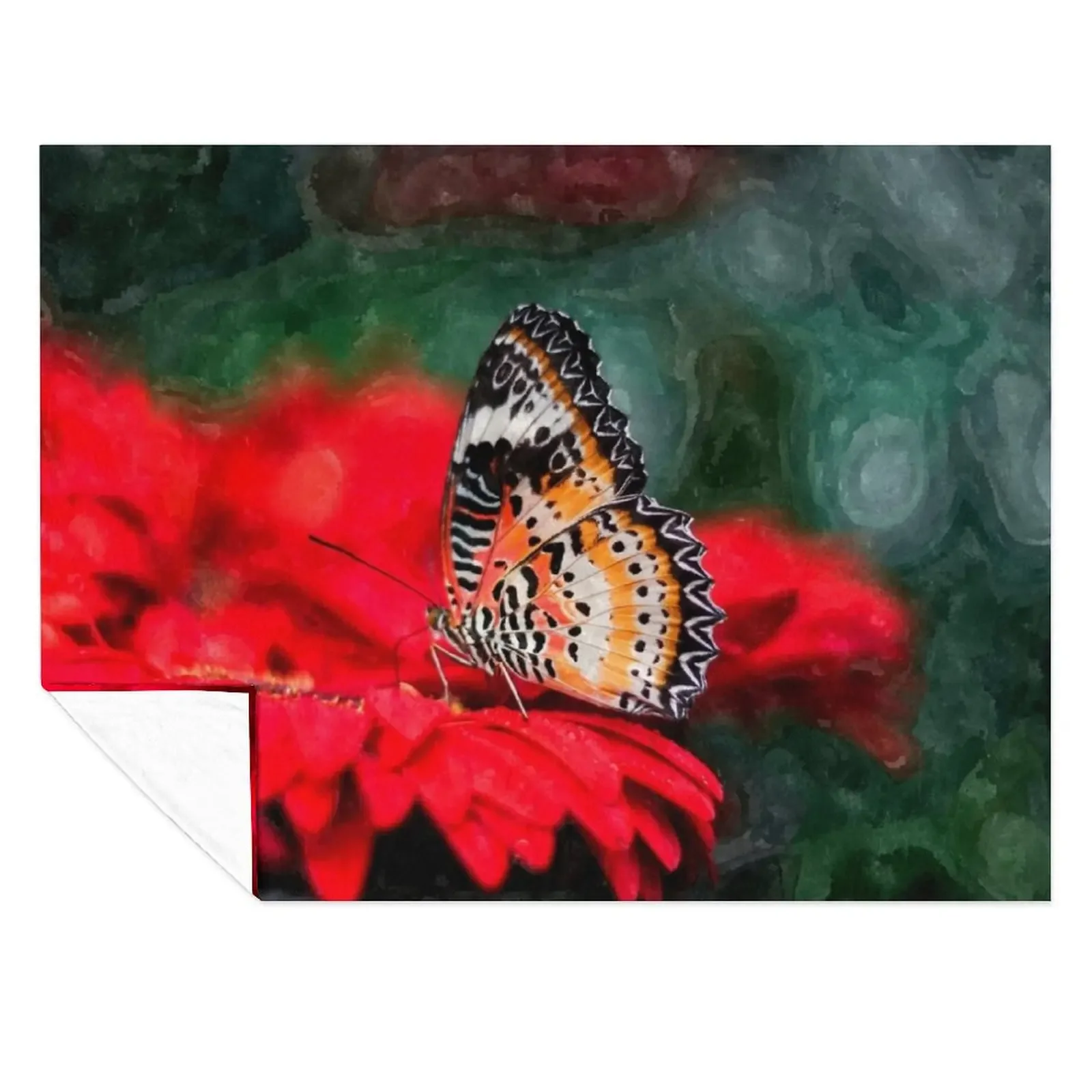 

Butterfly on a red flower Throw Blanket Fashion Sofas Multi-Purpose Loose for sofa Blankets