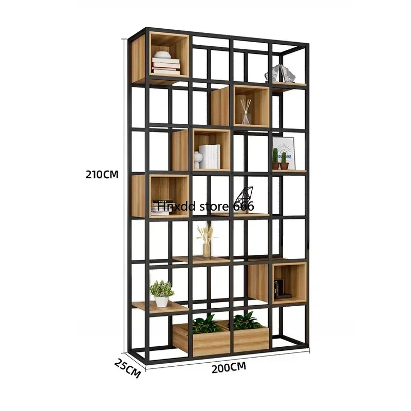 Iron Bookshelf Office Partition Cabinet Multi-layer Shelf Household Living Room Bookcase Storage Steel Shelves Furniture WKBC