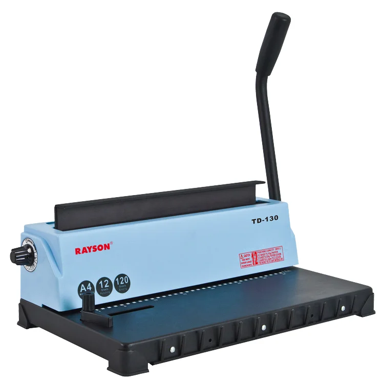 

RAYSON TD-130 Customizable Manual Double-Wire Binding Machine Sturdy Metal Construction Punch 12 Sheets/Bind 120 Sheets Binder