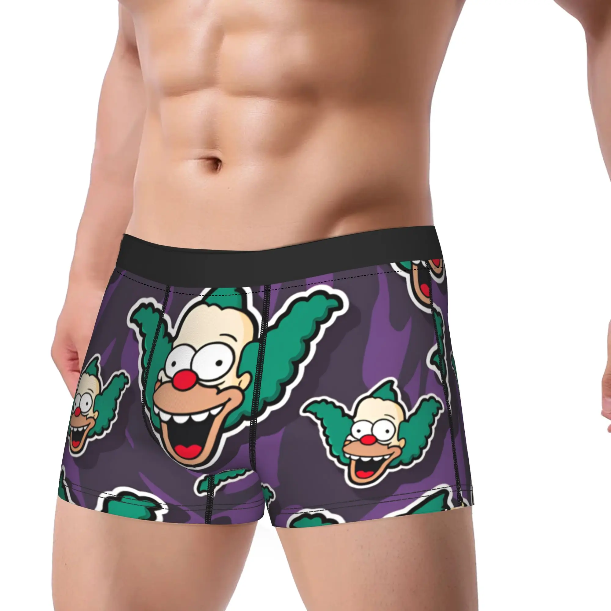 S-Simpsons Funny Clown Purple Camo Pattern Underwear Men Panties Design Comfortable Boxershorts Hot Sale Shorts Briefs Plus Size