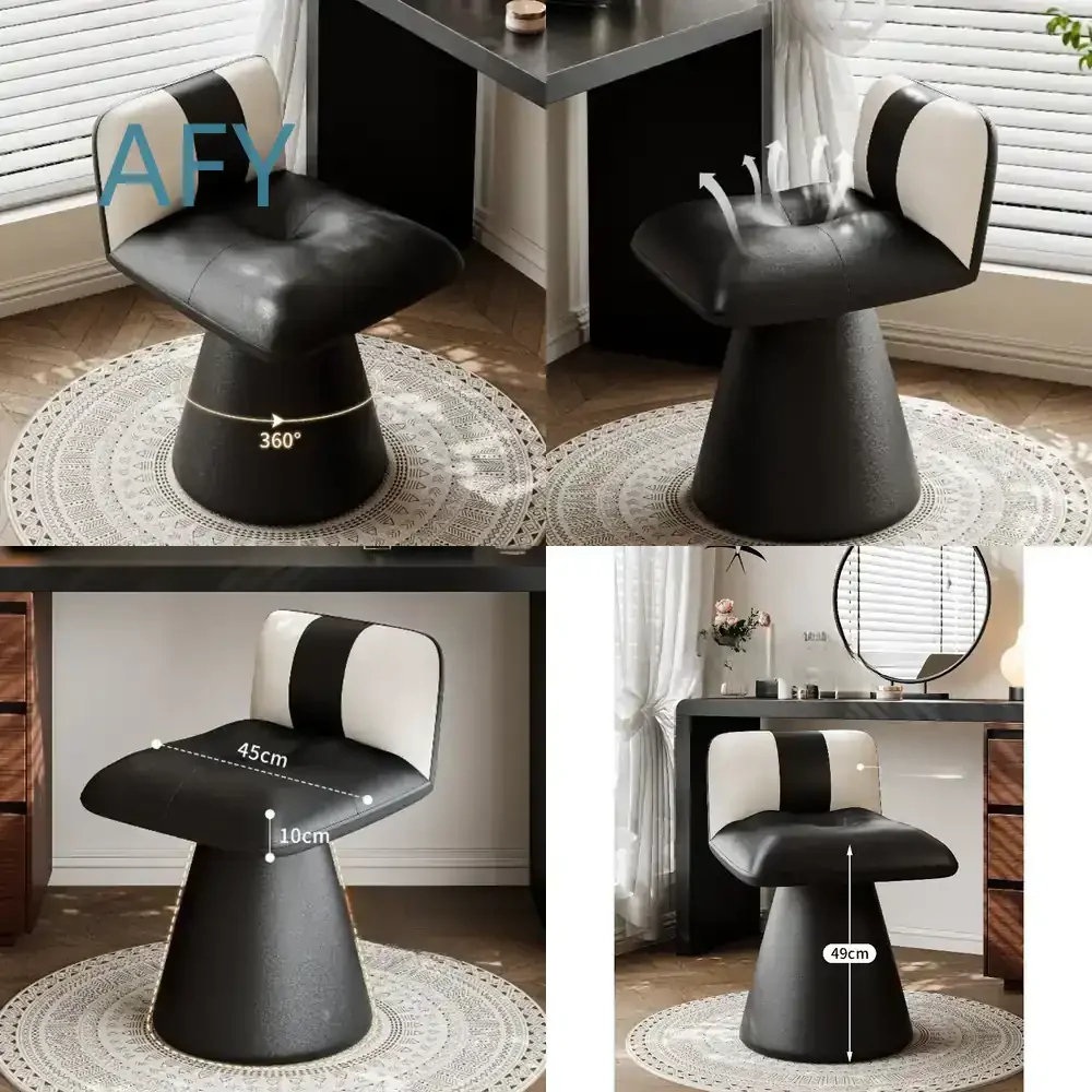 Vanity Chair with Backrest Swivel Makeup Stool for Dressing Table Bedroom Nail Salon Home Upholstered Seating 2025 New
