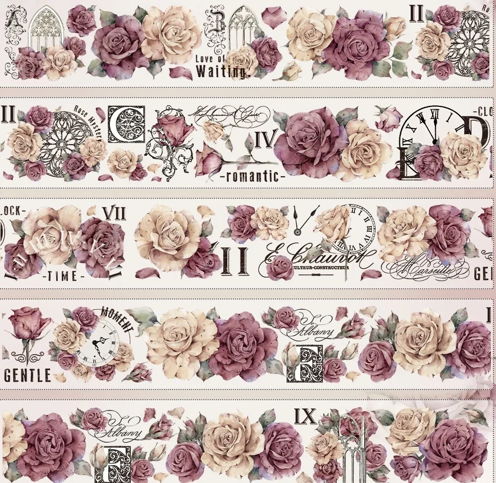 6meter Vintage Rose Big Flower Floral Washi Tape PET Diy Journal Stickers