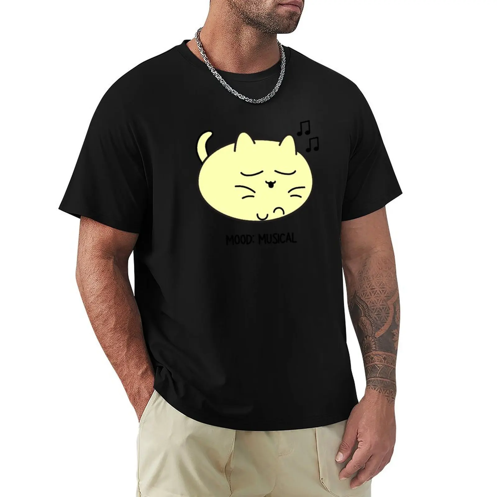 Musical Mood Cat T-Shirt street wear tees funnys graphic shirts men