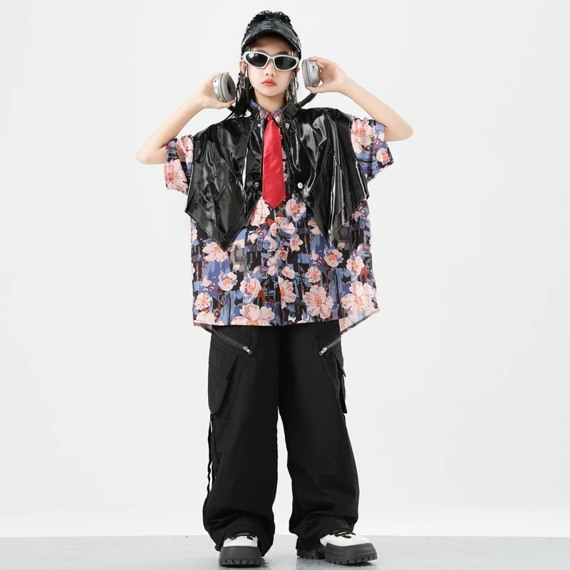 Jungen Hip Hop Kleidung Weste Drucken T-shirt Cargo Hosen Mädchen Street Dance Kleidung Sets Kinder Jazz K-pop Kostüme Kinder streetwear