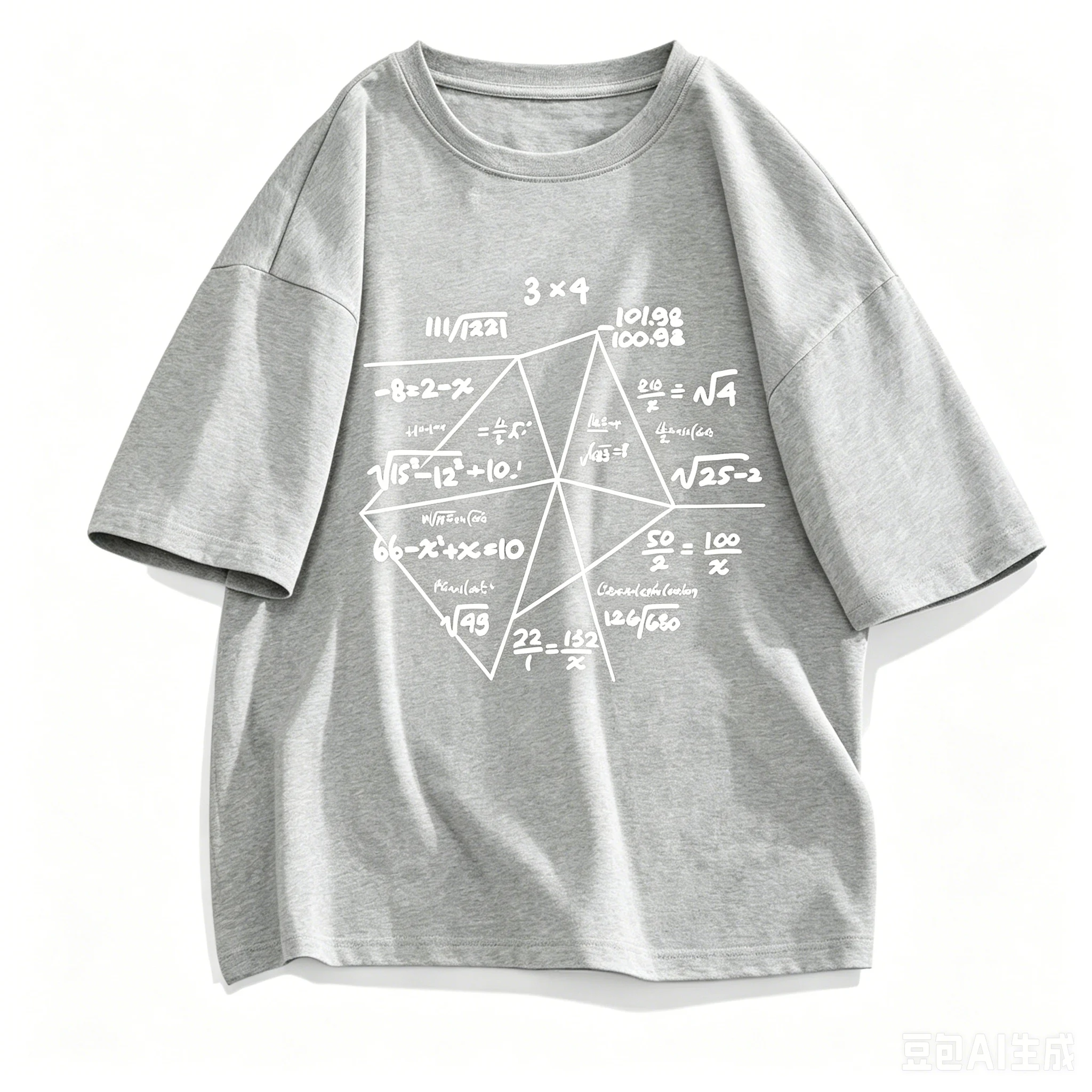 Cool Algebra Geometry Math Equation Triangle Print Men Loose T Shirt