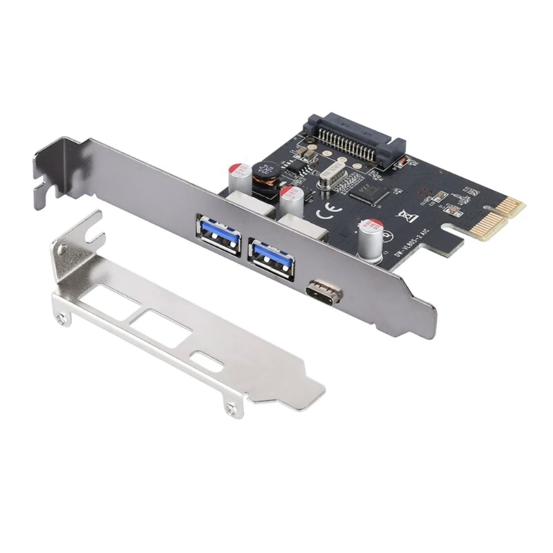 

PCIE X1To USB3.0 USB3.1 TypeC Port Expansion Adapter Card 10Gbps Fast Transfer Expands Desktop Upgrades 15Pin Power