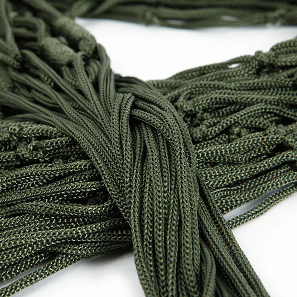 

2Pcs Portable Nylon Rope Mesh Hammocks Outdoor Leisure Bed Hanging Nap Bed Army Green 240x80cm Camping Hiking Picnic Relax