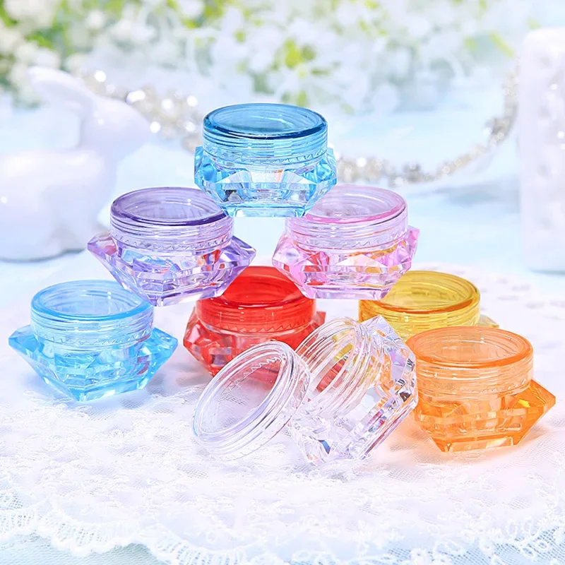 5 قطعة قابلة لإعادة الملء مانيكير بريق مسحوق صندوق فارغ صغير البلاستيك الماس على شكل كريم وجه جرة السفر مستحضرات التجميل الحاويات زجاجة #3