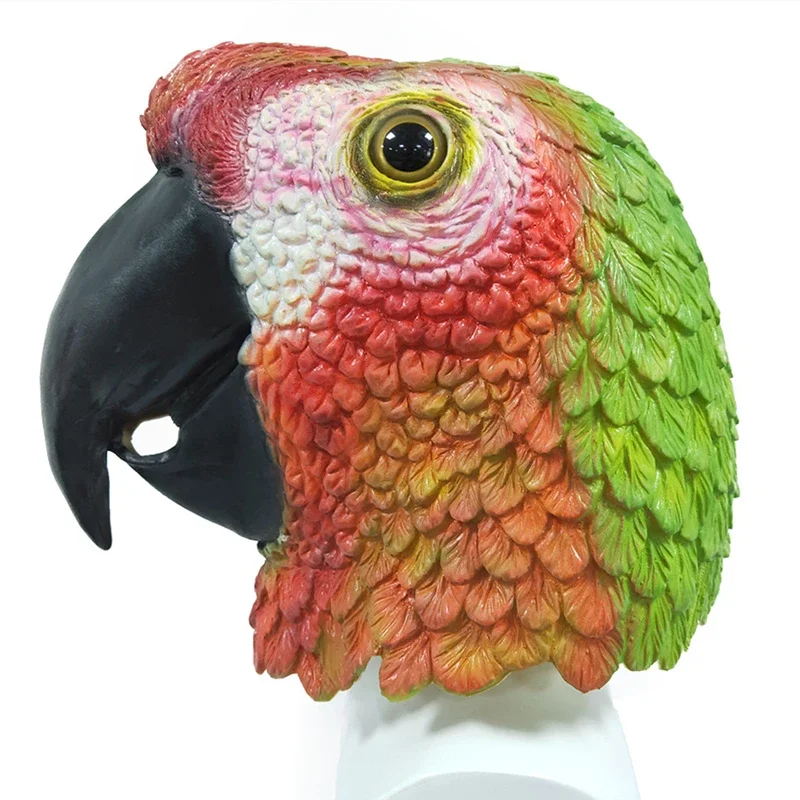 Máscara de loro de látex para disfraz de Halloween, accesorios de fiesta de Cosplay, Animal, cabeza de pájaro, novedad