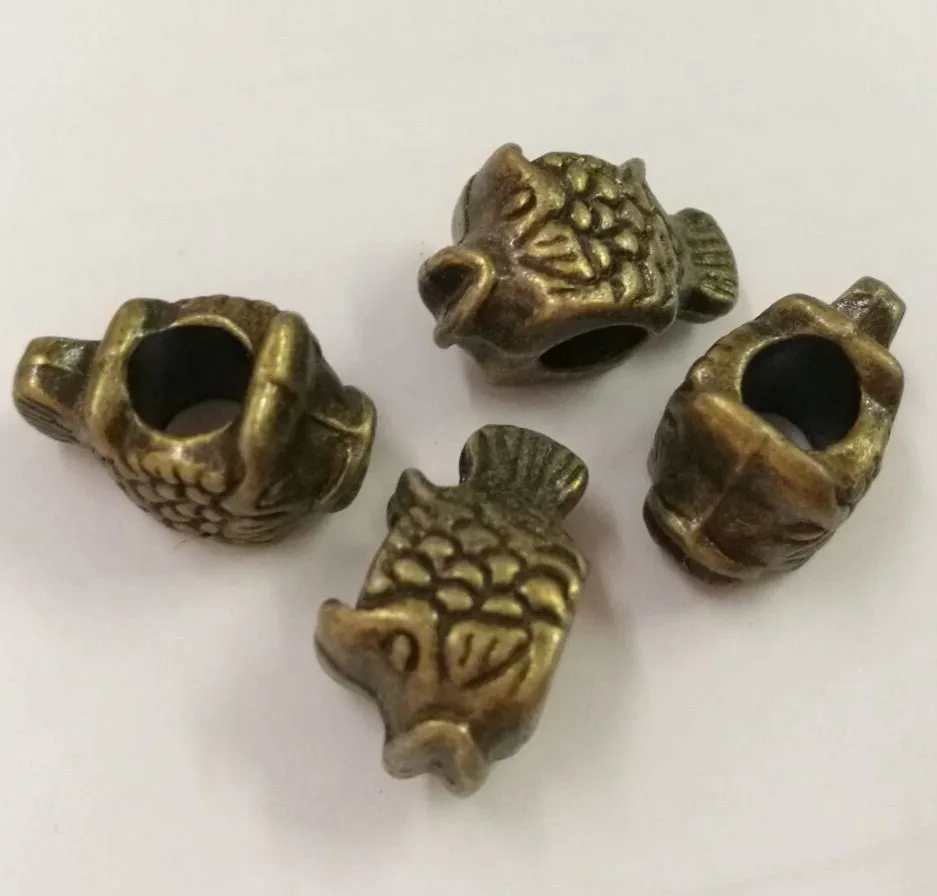 10pcs 15x8mm,hole4mm Antiqued Bronze Color Fish Design Beads 15x8mm H0087 Beads for Jewelry Making