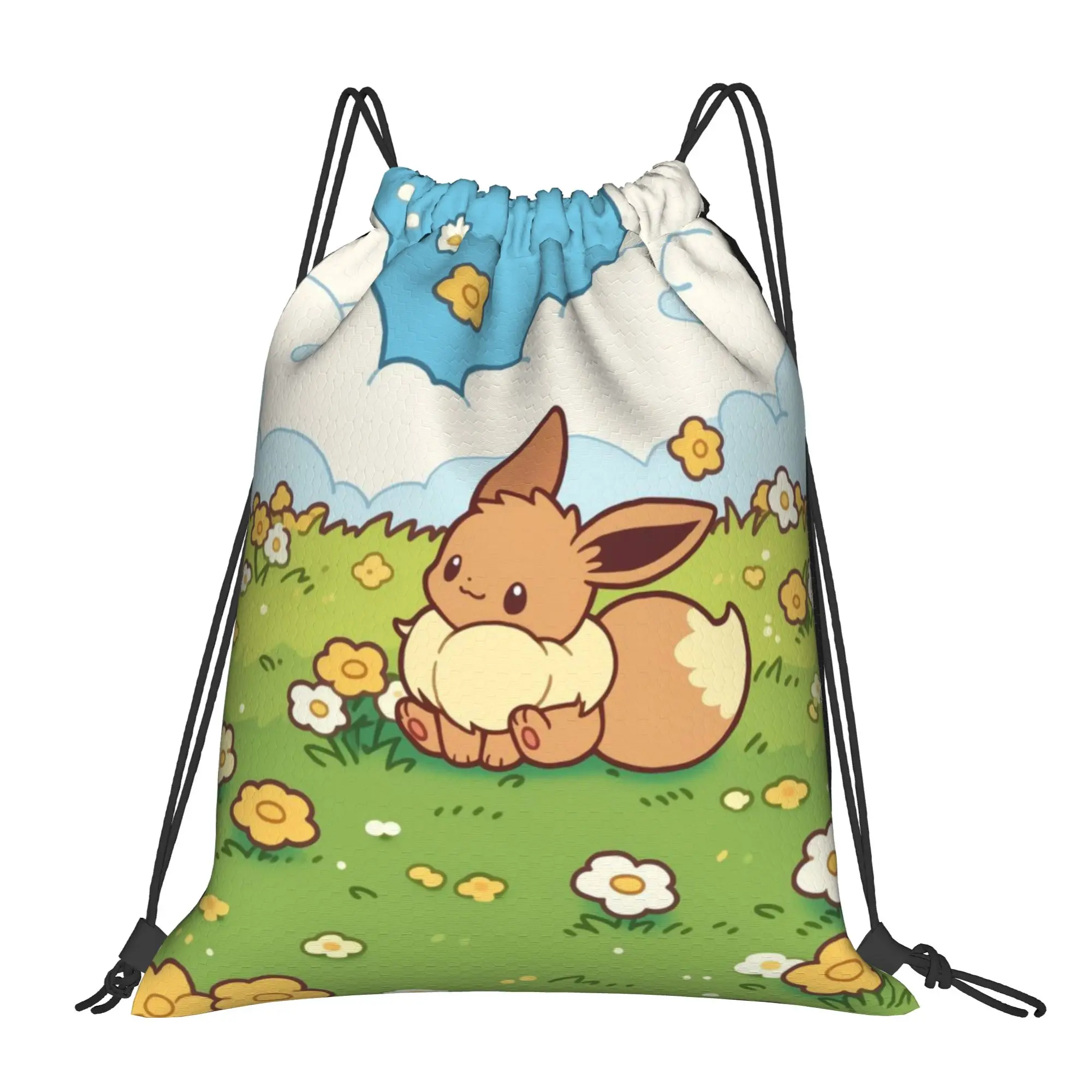 gym Pouch pokemon Eeveelution Drawstring Bags Men Women Storage Backpack Teenager Travel Bag Multi-function Pocket