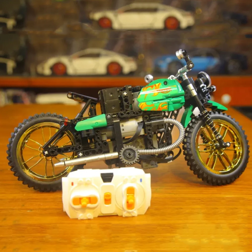 

Technical America Motorcycle Building Block Radio 2.4ghz Remote Control Vehicle Bonneviles Bobber Steam Bricks Rc Toys For Boys