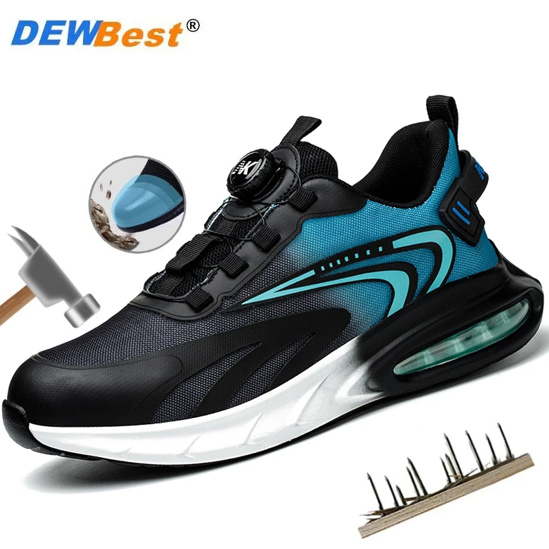 Blue male factory site shoes anti-smashing, anti-piercing, anti-slip and anti-odor work safety protection shoes