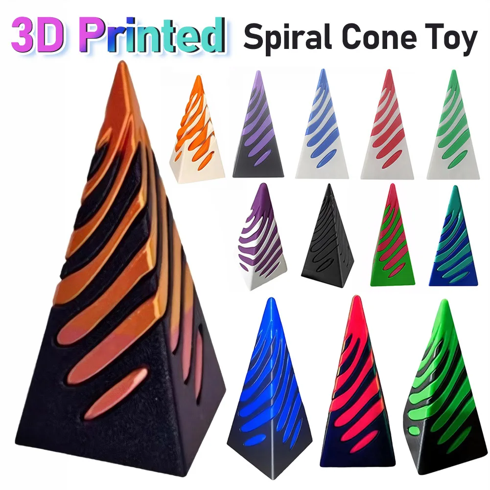 3D Printed Spiral Cone Toy Impossible Pyramid Passthrough Sculpture Desk Toy Pass Through Pyramid Fidget Toy for Kids and Adults