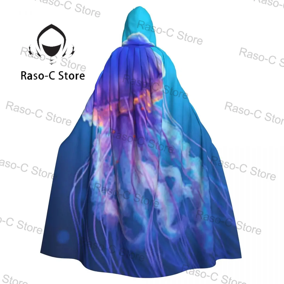 Underwater Sea Jellyfish Hooded Cloak Polyester Unisex Witch Cape Costume Accessory