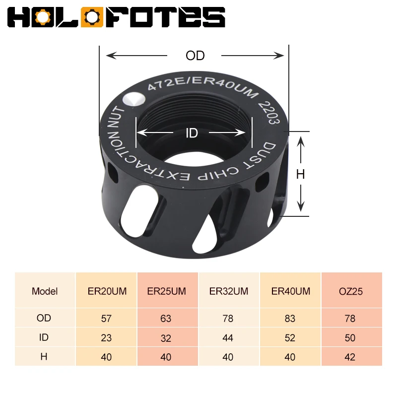 Spindle Dust Extractor Nut Aluminum 24000rpm Anti-rust Low Noise OZ25 ER20UM ER25UM ER32UM ER40UM for CNC Dust Removal Nut