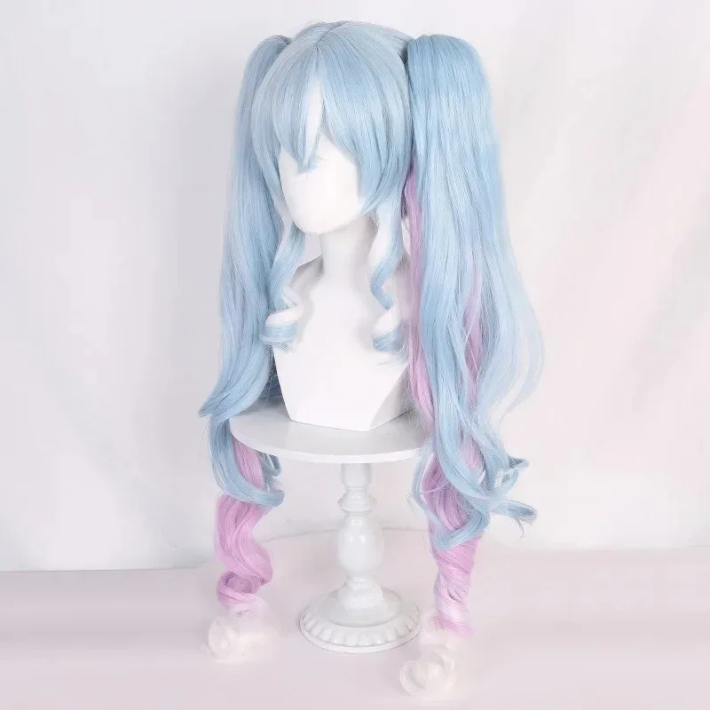 睡眠ボーカロイドコスプレウィッグカラフルなダブルポニーテール合成ロングカーリーウィッグ初音ミクアニメコーザーかわいい女の子かつら毎日パーティー