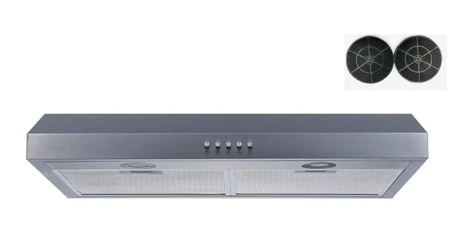 

30 In. Convertible Stainless Steel Under Cabinet Range Hood with Mesh filters and Charcoal Filters and Push Button, Customized