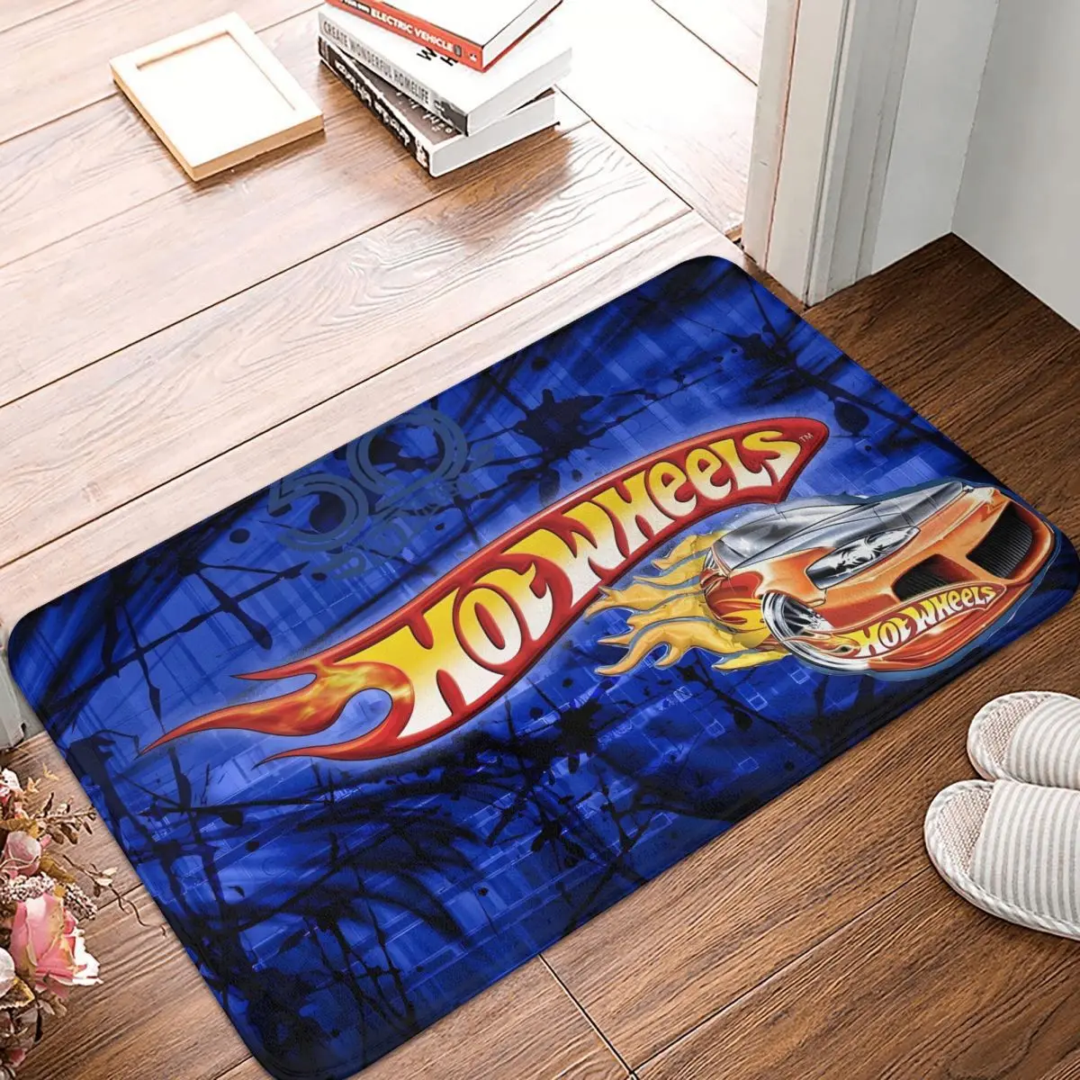 Hot Wheels Welcome Floor Mat Kitchen Shower Door Car Bath Mat Quick Dry Retro Bathroom Mats Protective Non Slip Toilet Mat