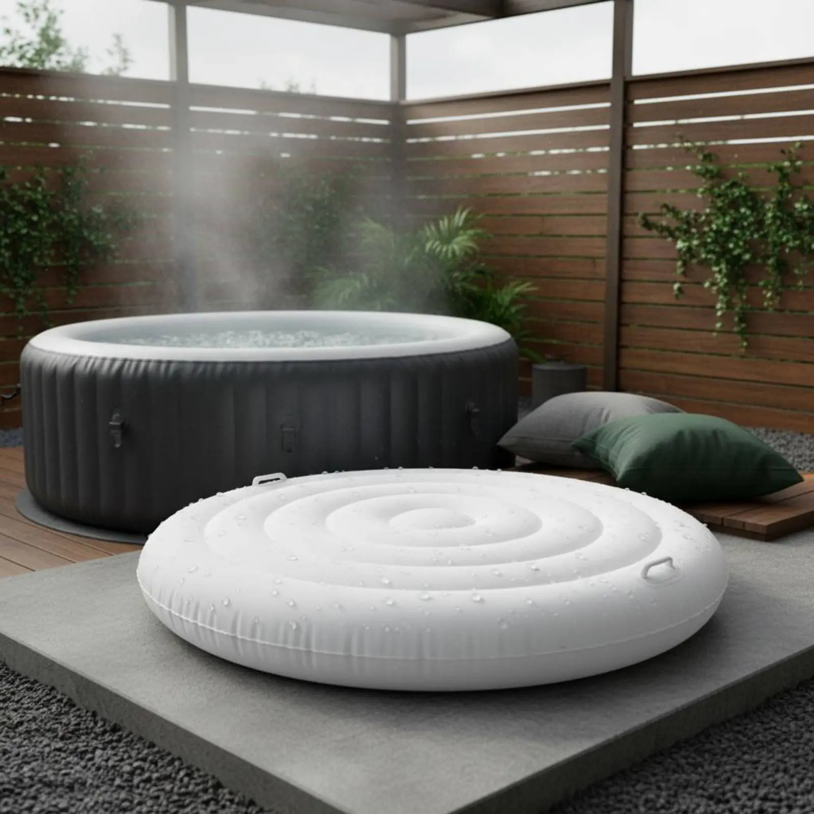 

Round Pool Cover Waterproof Pool Dust Cover Bathtub Lid Easy to Clean Weather-Resistant for Poolside, Garden
