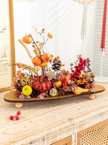 Vintage Fall Harvest Artificial Flower Plants Decorative Arrangement Pumpkin Pinecone Christmas Thanksgiving Party Home Decor